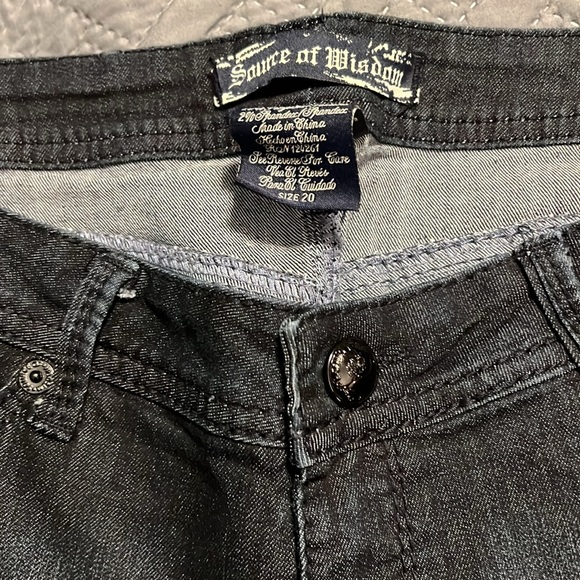 Source of wisdom dark wash jeans. 20. Worn once - Picture 2 of 5